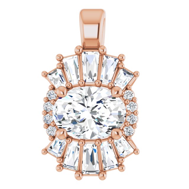 14K Rose Natural White Sapphire & 1/3 CTW Natural Diamond Pendant